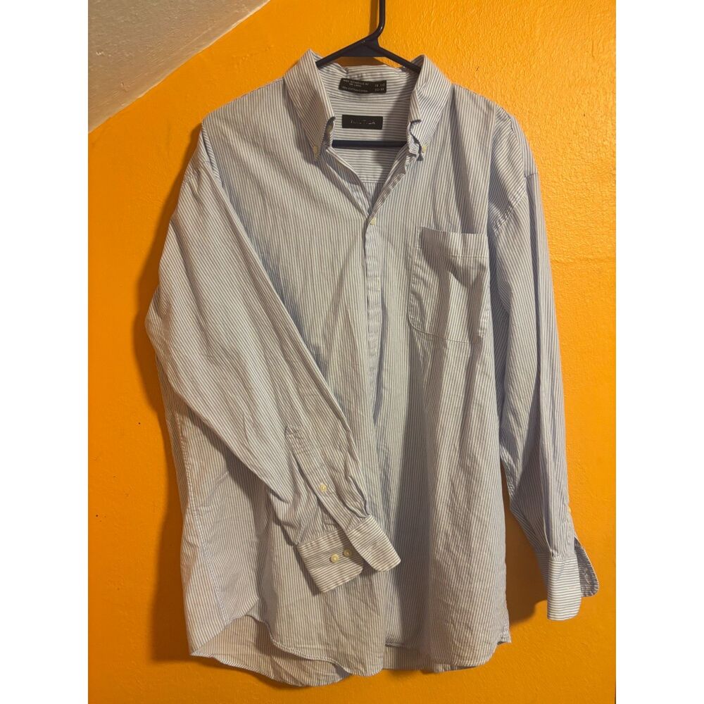 Nautica Mens Large Vertical Striped Button Down Shirt Long Sleeve L